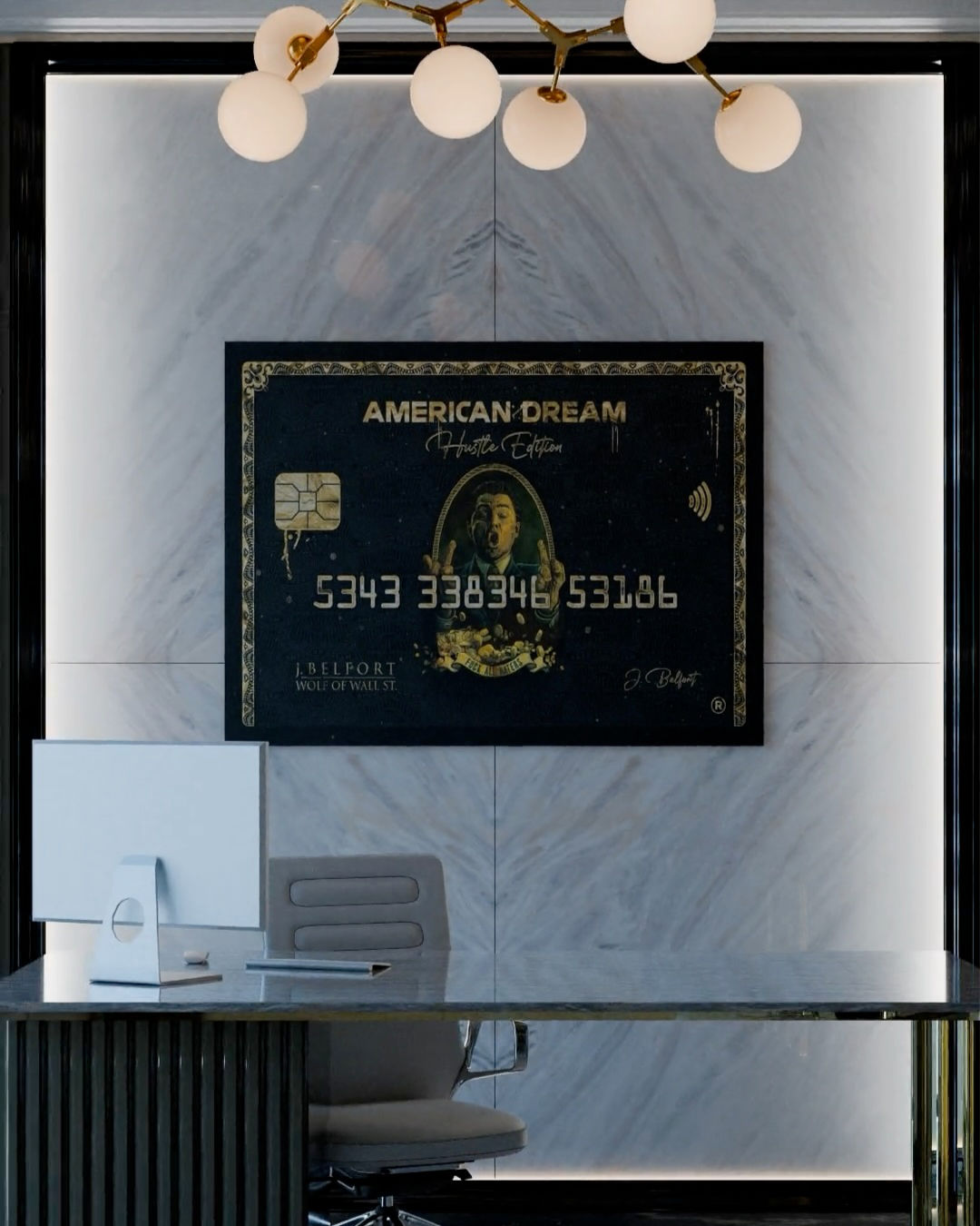 Art mockup in luxury marble office — Etsy listing photo